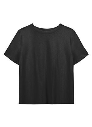 Luokk Yuvarlak Yaka Düz Siyah Kadın T-Shirt BRADLEY