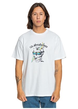 Quiksilver Beyaz Erkek O Yaka  Standart Fit Baskılı T-Shirt EQYZT07674_ONE LAST SURF SS