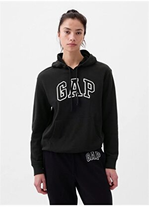 Gap Kapüşon Yaka Düz Siyah Kadın Sweatshırt 870537