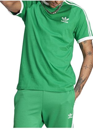 adidas Yeşil Erkek Bisiklet Yaka Slim Fit Düz T-Shirt IM0410 3-STRIPES TEE  