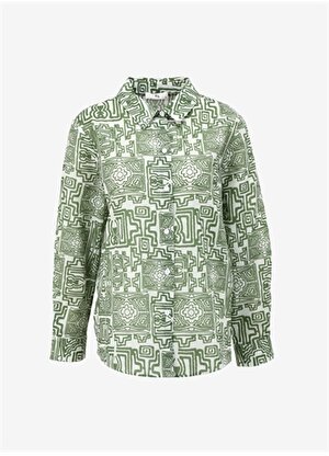 Faik Sönmez Slim Fit Gömlek Yaka Yeşil Kadın Gömlek U68360