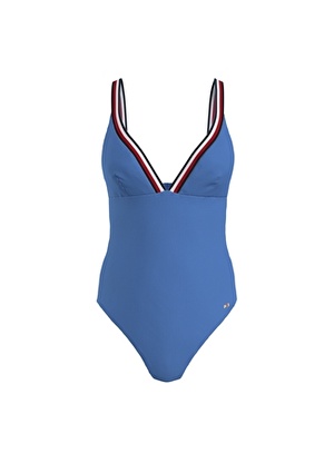 Tommy Hilfiger Mavi Kadın Mayo TRIANGLE ONE PIECE R, C30 UW0UW0529