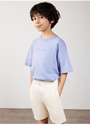 Mavi Düz Açık Mavi Erkek Çocuk T-Shirt ORGANİK PAMUKLU BASIC TİŞÖRT
