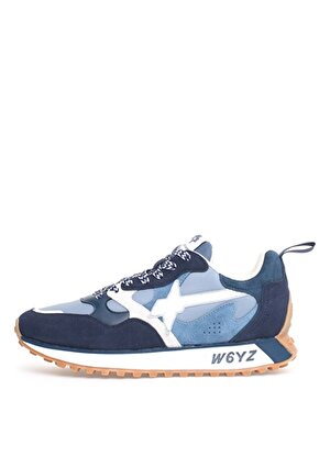 W6YZ Beyaz - Mavi - Lacivert Erkek Süet + Tekstil Sneaker LOOP-UNI.  