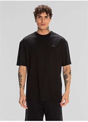 Kappa Siyah Erkek Yuvarlak Yaka Normal Kalıp T-Shirt 321V3TW005 LOGO ADAM 