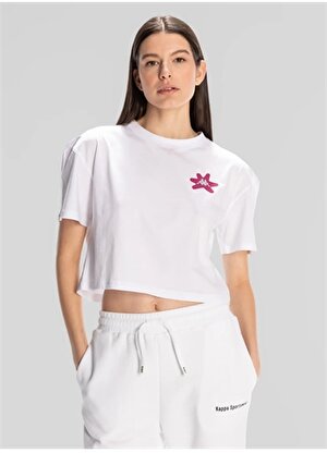 Kappa Beyaz Kadın Yuvarlak Yaka Normal Kalıp T-Shirt 321X3PW001 KAPPA AUTHENTIC HANNAH T 