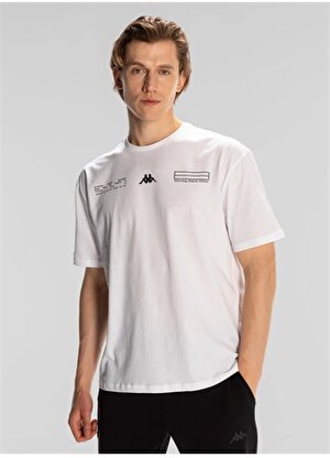 Kappa Beyaz Erkek Yuvarlak Yaka Normal Kalıp T-Shirt 341R3HW001 AUTHENTIC ALVIN 