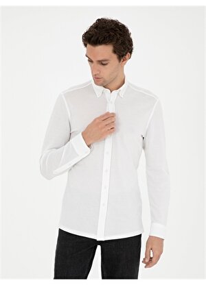 Cacharel Slim Fit Gömlek Yaka Düz Beyaz Erkek Gömlek REMO