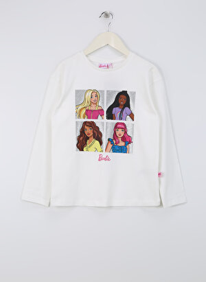 Barbie Baskılı Ekru Kadın T-Shirt BRB4WG-TST6022