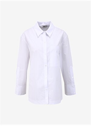 Faik Sönmez Normal Gömlek Yaka Beyaz Kadın Gömlek U68403