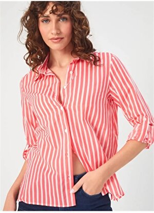 Faik Sönmez Slim Fit Gömlek Yaka Kırmızı Kadın Gömlek U68361