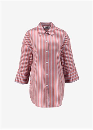Faik Sönmez Slim Fit Gömlek Yaka Kırmızı Kadın Gömlek U68413