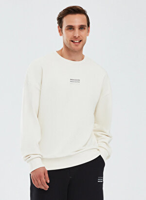 Skechers Kırık Beyaz Erkek Yuvarlak Yaka Normal Kalıp Sweatshirt S232234-102 Essential M Crew Neck 