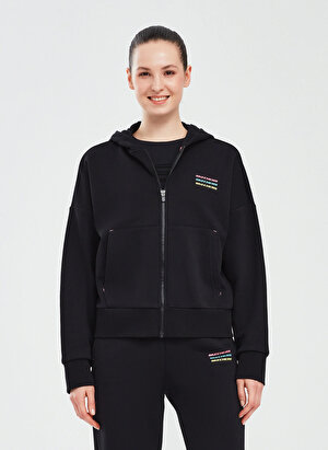 Skechers Siyah Kadın Kapüşon Yaka Normal Kalıp Sweatshirt S232242-001-A Essential W Full Zip 