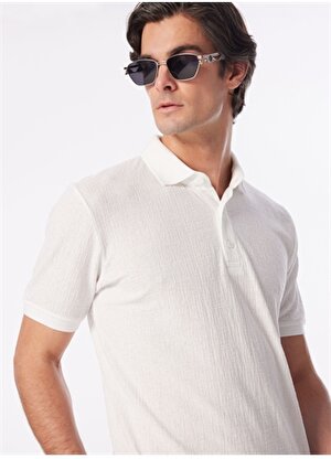 People By Fabrika Beyaz Erkek Slim Fit Jakarlı Polo T-Shirt SPBF4SM-TST 5086 