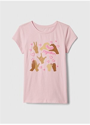 Gap Baskılı Pembe Kız Çocuk T-Shirt 886016000