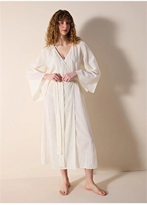 Penti Düz Kırık Beyaz Kadın Kimono PLY8MSNT24IY
