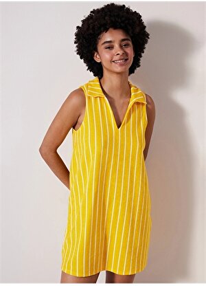 Penti Gömlek Yaka Düz Sarı Mini Kadın Elbise PL63P3A724IY