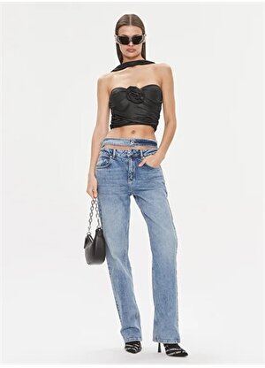 Karl Lagerfeld Jeans Yüksek Bel Düz Paça Standart Mavi Kadın Denim Pantolon 240J1107