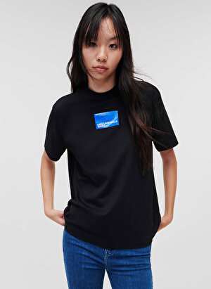 Karl Lagerfeld Jeans Yuvarlak Yaka Baskılı Siyah Kadın T-Shirt 231J1706