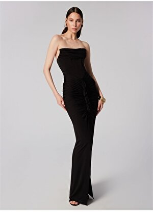 Sagaza for Boyner Siyah Kadın Straplez Uzun Normal Abiye Elbise SGZB020 