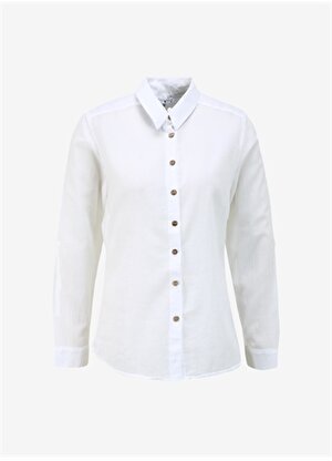  White by Nature Normal Gömlek Yaka Düz Beyaz Kadın Gömlek 320504