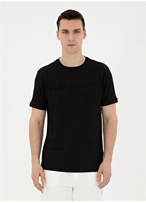 Pierre Cardin Bisiklet Yaka Baskılı Siyah Erkek T-Shirt DIOR