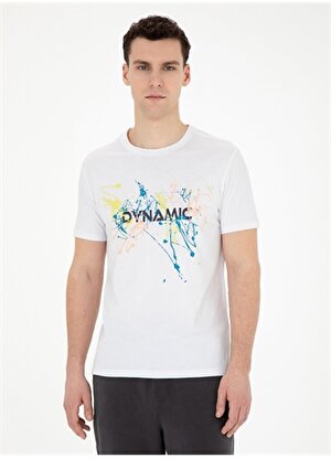 Pierre Cardin Bisiklet Yaka Baskılı Beyaz Erkek T-Shirt SAFIR