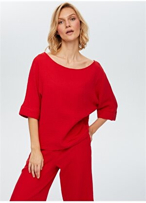 Faik Sönmez Kayık Yaka Kırmızı Kadın Bluz U68780