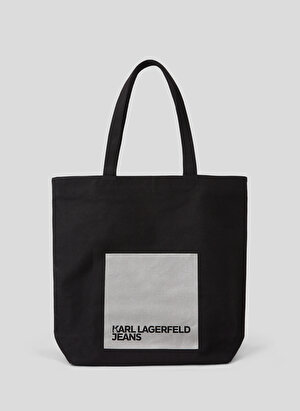 Karl Lagerfeld Jeans Siyah Kadın 13x46x43 cm Kanvas Omuz Çantası 235J3056