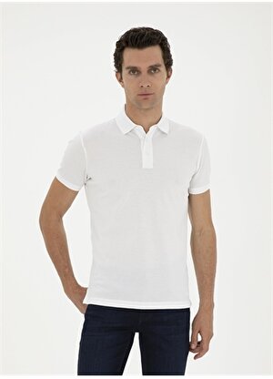Cacharel Düz Beyaz Erkek Polo T-Shirt AWE