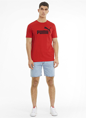 Puma 58666611 ESS Logo Tee Kırmızı Erkek Yuvarlak Yaka Normal Kalıp T-Shirt 