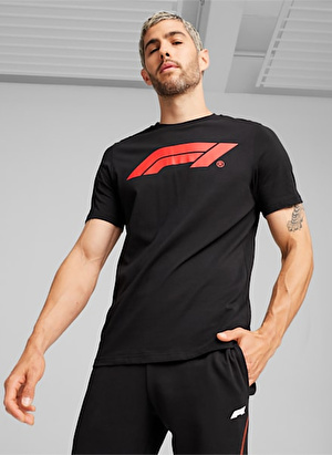 Puma 62585101 F1 ESS Logo Tee Siyah Erkek Yuvarlak Yaka Normal Kalıp T-Shirt 