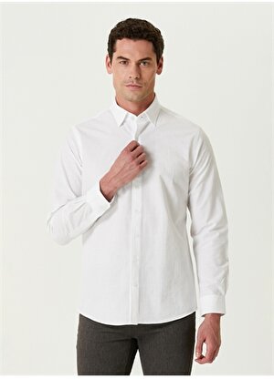 Network Comfort Fit Düğmeli Yaka Beyaz Erkek Gömlek 1090722
