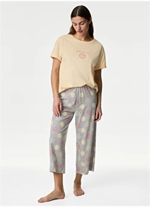 Marks & Spencer Düz Sarı Kadın Pijama Takımı 4583F
