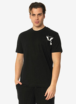 John Richmond Bisiklet Yaka Siyah Erkek T-Shirt UMP24048TS