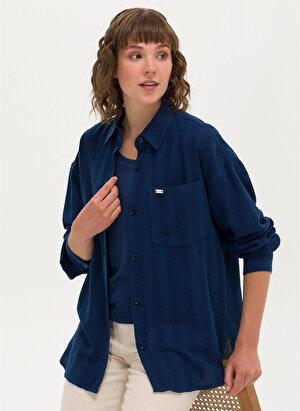 U.S. Polo Assn. Normal Gömlek Yaka Mavi Kadın Denim Gömlek KEUL-C