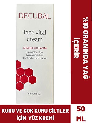 Decubal Face Vital  Kuru ve Hassas Ciltler İçin Ekstra Besleyici Krem 50 ml