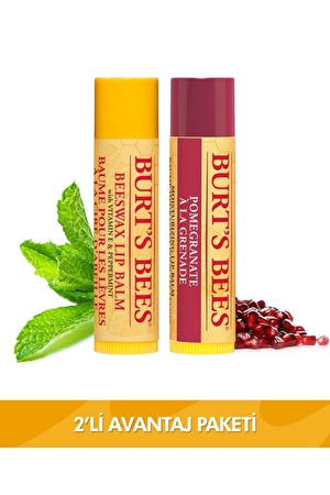 Burts Bees Beeswax Dudak Bakım Kremi + Nar Aromalı Dudak Bakım Kremi Avantaj Seti