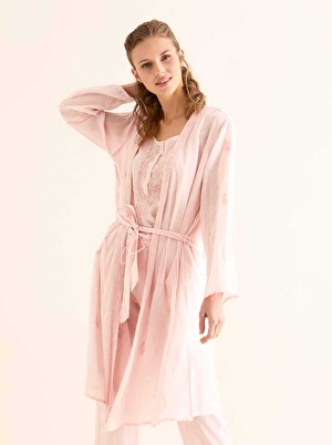 İşlemeli Açık Kimono Pembe Y9962101_038