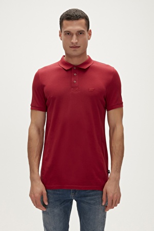 Stark Bordo Polo Yaka Erkek T-Shirt