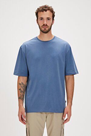 Liber Element Mavi Logo Baskılı Basic Erkek Tişört