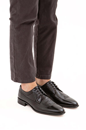 Tamer Tanca Erkek Hakiki Deri Siyah Klasik Ayakkabı