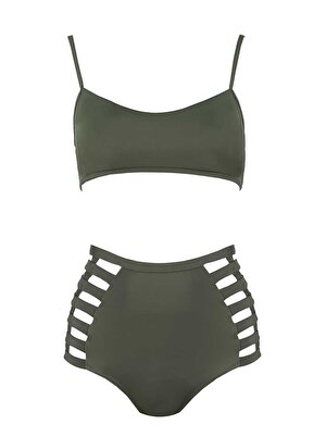 Cut Out Kesimli Bikini Mat Yeşil Y19MY004_483