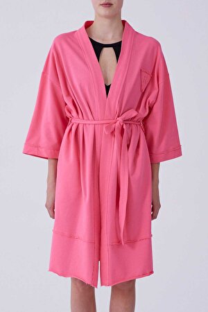 Kuşaklı Kadın Kimono Pembe Y2154228_038