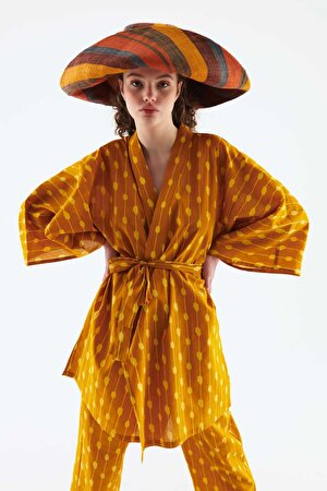 Kuşaklı Desenli Kimono Standart Renk Y2262101_089