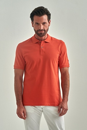 Bisse Erkek Balenli Yaka  Basic Regular Fit T-Shirt Oranj TS22Y22013_D22