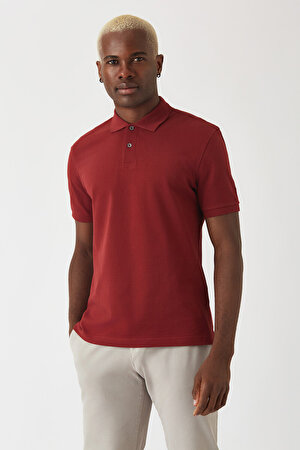 Bisse Erkek Balenli Yaka  Basic Regular Fit T-Shirt Bordo TS22Y22013_D25