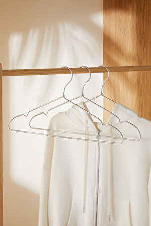 Ocean Home Textile 3'lü Gümüş Renk Metal Giysi Askısı 22 x 41 x 0.4 cm