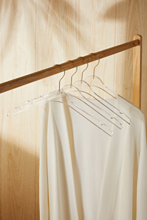 Ocean Home Textile 4'lü Şeffaf Akrilik Giysi Askısı 38.5 x 21.5 x 1 cm